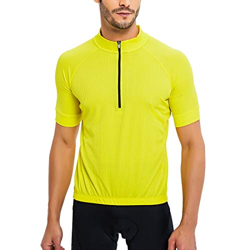 CATENA Herren Radtrikot Kurzarm Mountainbike Fahrradtrikot MTB Radshirt Fahrradshirts Fahrradbekleidung mit Elastische Atmungsaktive Schnell Trocknen Stoff, Gelb, L von CATENA