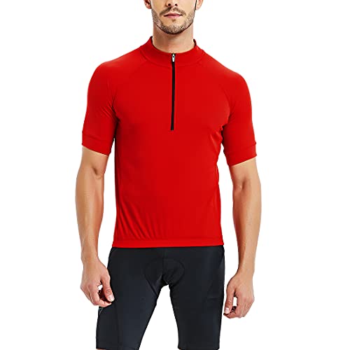 CATENA Herren Radtrikot Kurzarm Mountainbike Fahrradtrikot MTB Radshirt Fahrradshirts Fahrradbekleidung mit Elastische Atmungsaktive Schnell Trocknen Stoff, Rot, M von CATENA