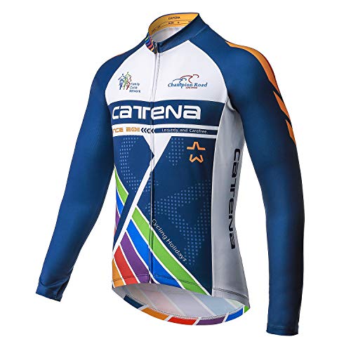 CATENA Herren Radtrikot Langarm Fahrradtrikot Radshirt Mountainbike MTB Top Fahrradbekleidung mit Elastische Atmungsaktive Schnell Trocknen Stoff Cycling Jersey für Radsport Outdoor Sport von CATENA