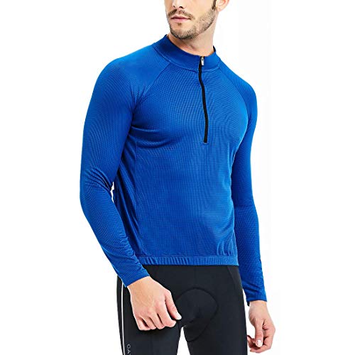 CATENA Herren Radtrikot Langarm Mountainbike Fahrradtrikot MTB Radshirt Fahrradshirts Fahrradbekleidung mit Elastische Atmungsaktive Schnell Trocknen Stoff, Blau, XL von CATENA