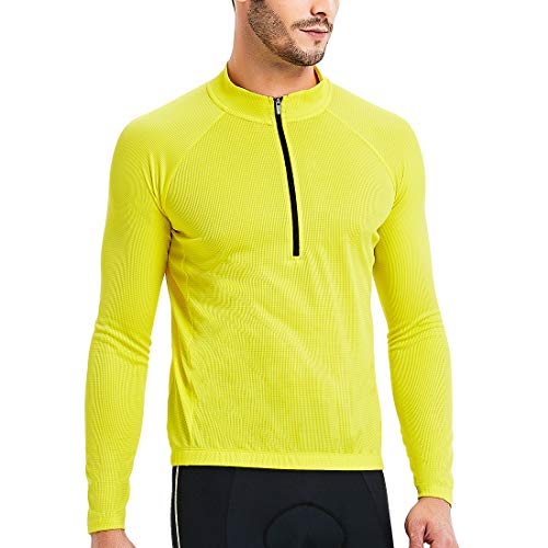 CATENA Herren Radtrikot Langarm Mountainbike Fahrradtrikot MTB Radshirt Fahrradshirts Fahrradbekleidung mit Elastische Atmungsaktive Schnell Trocknen Stoff, Gelb, XL von CATENA