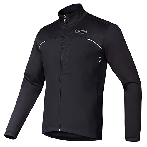 CATENA Herren Winddichte Fahrradjacke Laufjacke Winter Thermo-Fleece Softshellmantel Windbreaker Wasserdicht Warm Reflektierend Fahrrad Oberbekleidung, Schwarz , M von CATENA