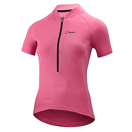 CATENA Radtrikot Damen Kurzarm Fahrradtrikot Moutainbike Tops Fahrradshirt Bikeshirts MTB Rennrad Radsport Bekleidung Atmungsaktiv Schnell Trocknend Einfarbig Cycling Jersey für Frauen, Rosa, M von CATENA