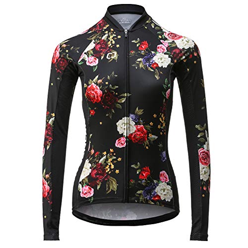 CATENA Radtrikot Damen Langarm Fahrradtrikot Moutainbike Tops Fahrradshirt Bikeshirts MTB Rennrad Radsport Bekleidung Atmungsaktiv Schnell Trocknend Einfarbig Cycling Jersey für Frauen, L von CATENA