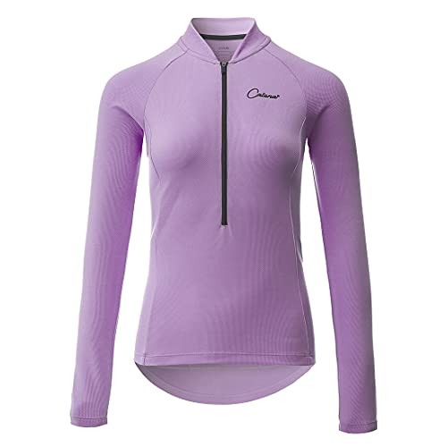 CATENA Radtrikot Damen Langarm Fahrradtrikot Moutainbike Tops Fahrradshirt Bikeshirts MTB Rennrad Radsport Bekleidung Atmungsaktiv Schnell Trocknend Einfarbig Cycling Jersey für Frauen, Lila, L von CATENA