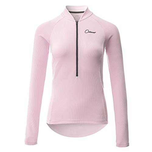 CATENA Radtrikot Damen Langarm Fahrradtrikot Moutainbike Tops Fahrradshirt Bikeshirts MTB Rennrad Radsport Bekleidung Atmungsaktiv Schnell Trocknend Einfarbig Cycling Jersey für Frauen, Pink, L von CATENA