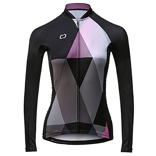 CATENA Radtrikot Damen Langarm Fahrradtrikot Moutainbike Tops Fahrradshirt Bikeshirts MTB Rennrad Radsport Bekleidung Atmungsaktiv Schnell Trocknend Einfarbig Cycling Jersey für Frauen, XL von CATENA