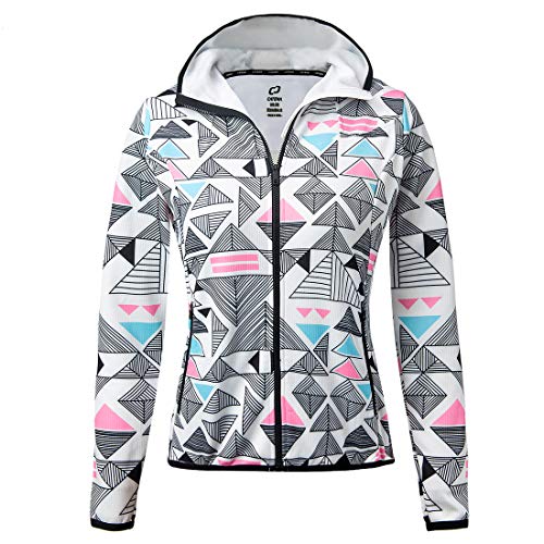 CATENA Sportjacke für Damen Thermo-Fleece-Mantel Winddichter Hoodie-Reißverschluss für Laufen im Freien Radfahren Wandern,Weiß,L von CATENA