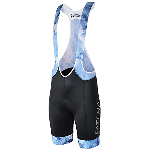 CATENA Trägerhose Fahrrad Herren 4D Gel Gepolsterte Radhose Herren Kurz Bib Short Fahrradhose Rennrad Hose,Blau,L von CATENA