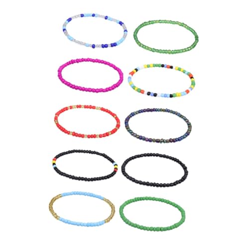 CATIEBYE 10 Stück Teiliges Boho Fußkettchen Damen Bunte Glasperlen Knöchelketten Sommer Strand Schmuck Langlebig und Modisch für Frauen und Männer von CATIEBYE