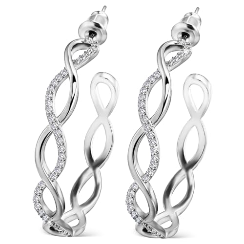 CATIEBYE 1Paar Kleine Silberne Creolen mit Funkelnden Details Robuste Leichte Ohrringe für Damen für Stilvolle Outfits von CATIEBYE