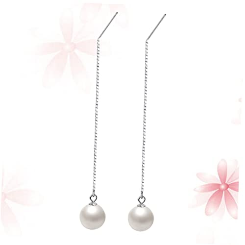 CATIEBYE 1Paar Perlen Quastenohrringe für Damen Hängende Ohrringe Silber für Feiertage Besondere Anlässe von CATIEBYE