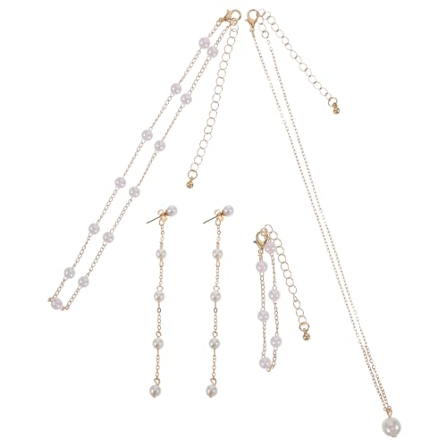 CATIEBYE Perlen Schmuckset Für Damen Inklusive Halskette Und Armband Aus Imitationsperlen Verstellbar Für Partys Und Besondere Anlässe von CATIEBYE