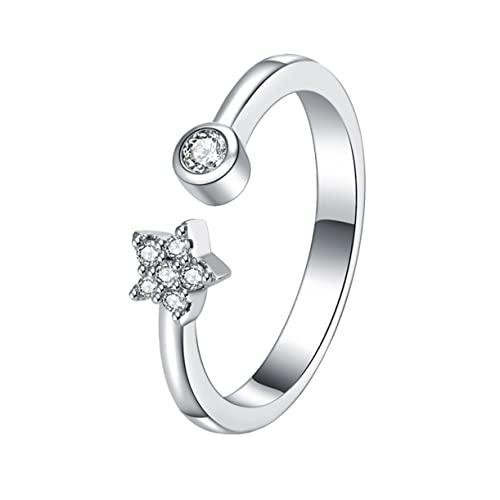 CATIEBYE Offener Finger Ring Für Damen Eleganter Dekorationsring Mit Sternenmotiv Stilvolle Geschenkidee Für Freundinnen Töchter Und Mütter Verstellbar Und Leicht Kombinierbar Für Jeden Anl von CATIEBYE
