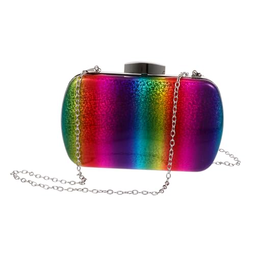 CATIEBYE 1Stück Regenbogenfarbene Abendtasche für Damen PU Handtasche Clutch für Hochzeiten Partys Praktische Aufbewahrungstasche mit Einfacher Öffnung Leicht Tragbar von CATIEBYE