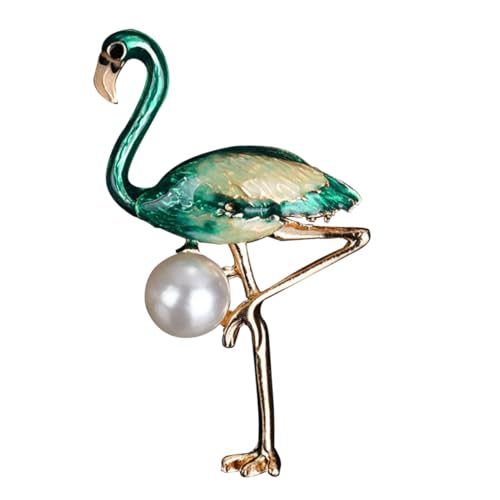 CATIEBYE Flamingo Brosche mit Perlen Emaille Anstecknadel für Frauen Kreative Legierungs Brosche Modisches Accessoire für Kleidung Geschenkidee von CATIEBYE