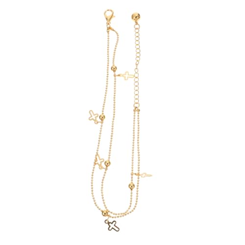 CATIEBYE Doppellagige Fußkette Für Damen Goldfarbenes Fußkettchen Modischer Knöchelschmuck Langlebiges Fußschmuck-Ornament Für Frauen von CATIEBYE