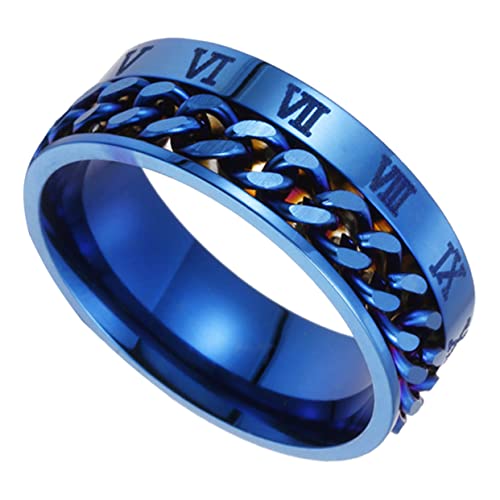 CATIEBYE 1Stück Titanstahl Unisex Ring mit Rotationsfunktion Römischen Ziffern Stilvoller Herrenring für Besondere Anlässe Langlebiges Hochwertiges von CATIEBYE