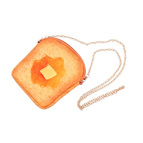 CATIEBYE 1Stück Toast Form Geldbörse mit Kette Trendige Handtasche Weichem Wollstoff für Frauen Stylisches Accessoire für Dates Camping Buttertoast von CATIEBYE