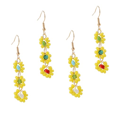 CATIEBYE 2 Paare Boho Perlenohrringe Teiliges Damen Ohrhänger Blumen Design Retro Stil Lange Ohrpendel Schmuck für Alltag Party Zufällige Farbe Zufällige Farbe von CATIEBYE