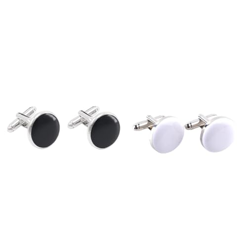 CATIEBYE 2 Paare Herren Manschettenknöpfe Rund Edelstahllegierung French Shirt Cufflinks Zweifarbige Hemd Accessoires Leichte Langlebige Hemdknöpfe Eleganter Shirt Fastener für Business von CATIEBYE