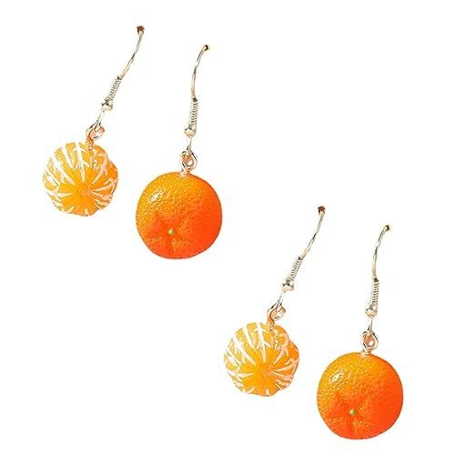 CATIEBYE 2 Paare Orangen Ohrringe Damen Baumharz Frucht Ohrhänger Leicht Modisch Leuchtend Farbenfroh Alltag Schmuck von CATIEBYE