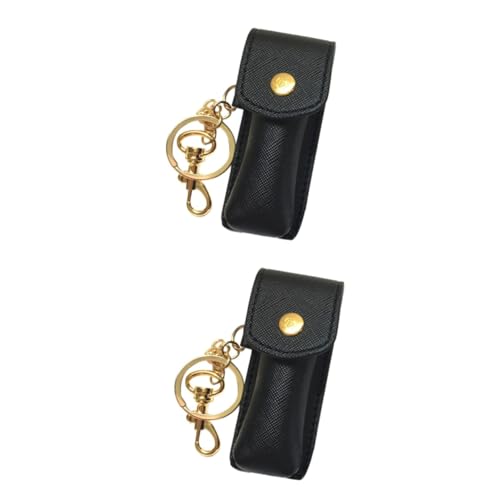 CATIEBYE 2stücke Lippenstift Schlüsselanhänger Tasche Für Lippenbalsam Tragbare Aufbewahrung Für Frauen Schwarz von CATIEBYE