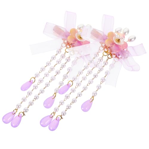 CATIEBYE 2 Stück Blumenhaarspangen für Mädchen Metall Haarklammern mit Vintage Quasten Retro Haarschmuck für Alltag Party Foto Styling Schonend und Langlebig Perlenblumen Design von CATIEBYE