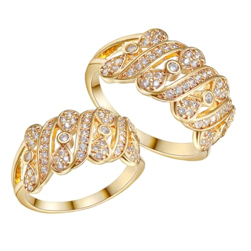 CATIEBYE 2 Stück Damen Kupferring mit Funkelndem Zirkonia Eleganter Schleifen Design Komfortabel Verstellbar Modischer Schmuck für Festivals Partys und Täglichen Gebrauch von CATIEBYE