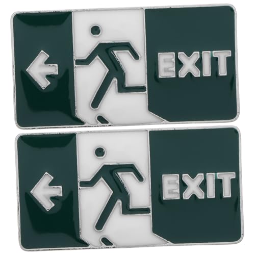 CATIEBYE 2 Stück Glow in The Dark Anstecknadel Mini Exit Sign Pins Leuchtende Broschen Lustige Modische Abzeichen für Rucksack Kleidung Weihnachts und Muttertagsgeschenk von CATIEBYE