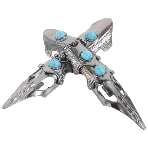 CATIEBYE 2 Stück Gothic Verstellbare Rüstungsringe Mit Türkisfarbenen Punk-vollfingerkrallenringen Schmuck Für Frauen Und Männer Halloween-party Und Cosplay-zubehör von CATIEBYE