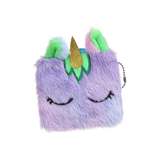 CATIEBYE 2 Stück Kleine Plüsch Einhorn Münzbörse mit Reißverschluss Weiche Geldbörse für Damen und Mädchen Multifunktionale Coin Purse Robustes Material Teiliges Zufällige Zufällige Farbe von CATIEBYE