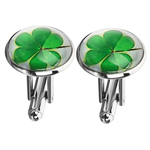 CATIEBYE 2 Stück Manschettenknöpfe Clover Design Poliert Langlebig Herren Hemd Accessoires für Business Hochzeit St Patricks Day Eleganter Schmuck für Anzug Hemd von CATIEBYE