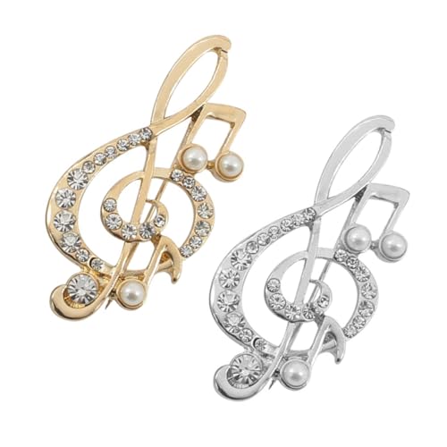 CATIEBYE 2 Stück Musiknoten Broschen Funkelnden Strasssteinen Modische Anstecker für Kleidung Schmuck Pins für Musiker Party und Festliche Anlässe von CATIEBYE