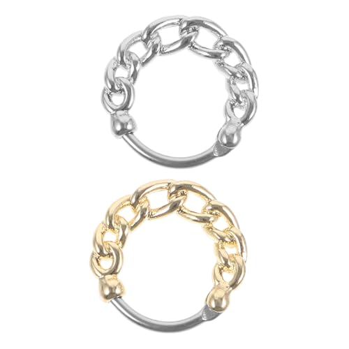 CATIEBYE 2 Stück Nasenring Teilig Clip für Frauen Ohrclip Nasenreifen Piercing Minimalistischer Nasenschmuck mit Filigraner Kettenverzierung Stabile Metalllegierung Modischer Nose Hoop von CATIEBYE