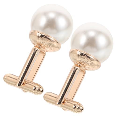 CATIEBYE 2 Stück Perlen Manschettenknöpfe Herren Metall Cufflinks Schmuckstücke für Business Französische Hemden Klassisch Vielseitig für Hochzeit Anzug und Smoking von CATIEBYE