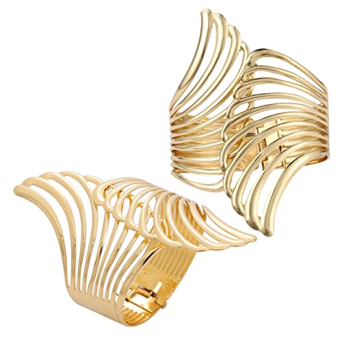 CATIEBYE 2stücke Hohler Armreif Für Damen Flügel Design Öffnender Manschettenarmreif Armreif Zum Handgelenk Modeschmuck Handgelenkdekor Für Alltagsausflüge Partys Und Arbeitskleidung von CATIEBYE