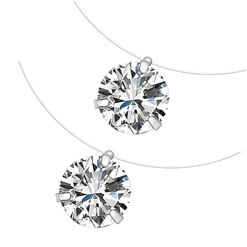 CATIEBYE 2 Stück Transparente Unsichtbare Fisch Draht Halskette mit Zirkonia Anhänger Teiliges Freundschaftskette für Frauen und Mädchen Modischer Schmuck für Besondere Anlässe von CATIEBYE