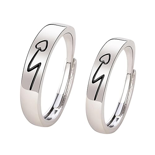 CATIEBYE 2 Stück Verstellbare Partner Ringe aus Kupfer mit Offene Liebesringe für Damen und Herren Leichte Fingerdekoration Verstellbar Romantisches Valentinstagsgeschenk von CATIEBYE