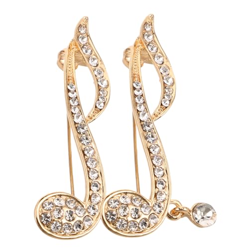 CATIEBYE 2 Stück Vintage Musiknoten Brosche mit Strass Anstecknadeln für Damen und Herren Modisches Accessoire für Anzüge Abendkleider und Festliche Anlässe von CATIEBYE