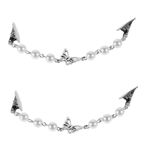 CATIEBYE 2 Stück Vintage Pullover Clips mit Eleganten Imitationsperlen und Schmetterlingsdesign Robuste Strickjacken und Schalclips für Damen Kragen und Umhanghalterung von CATIEBYE