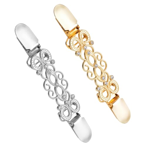 CATIEBYE 2 Stück Vintage Strickjacken Clips mit Schmucksteinen Dekorative Broschen für Kleidung Stilvolle Kragen und Schalclips Vielseitig Einsetzbar für Pullover Cardigan und von CATIEBYE