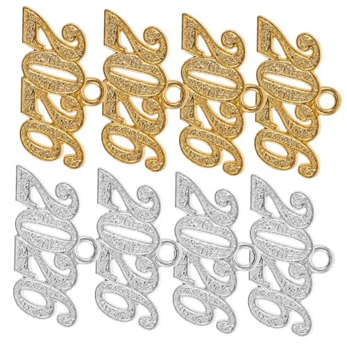 CATIEBYE 20 Stück Teiliges Jahreszahl Charm aus Legiertem mit Glänzender Gold Silberbeschichtung für DIY Schmuckherstellung Geeignet für Armbänder Halsketten und Abschluss Quaste Anhänger von CATIEBYE