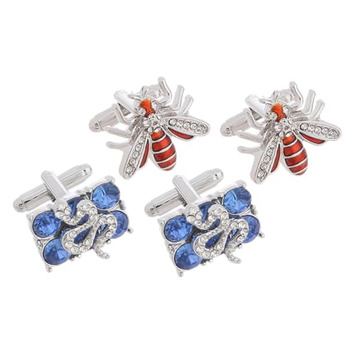 CATIEBYE 2Paare Manschettenknöpfe für Herren Bienen Design Elegantes Hemd Accessoire für Business Besondere Anlässe Langlebig Sicher Perfektes für Männer von CATIEBYE