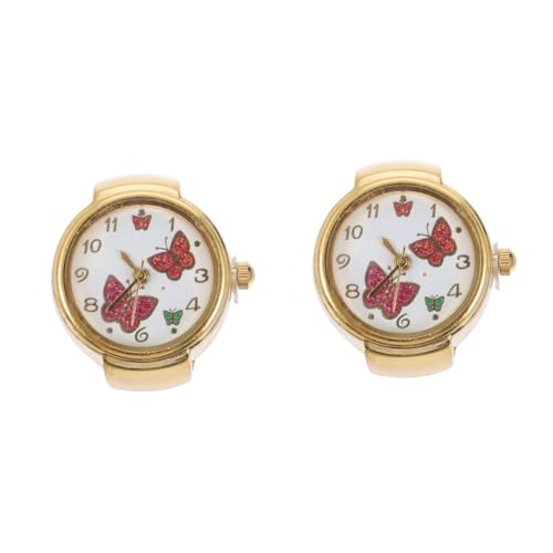CATIEBYE 2stücke Uhr Mit Schmetterlingsverzierung Elegante Fingeruhr Aus Präzise Zeitmessung Für Jeden Anlass Geeignet Einzigartiges Schmuckstück Für Damen Und Herren von CATIEBYE