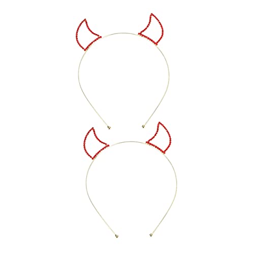 CATIEBYE 2 Stücke Strass Teufel Hörner Stirnband Halloween Cosplay Haar Hoop Teufel Horn Haarband Set von CATIEBYE