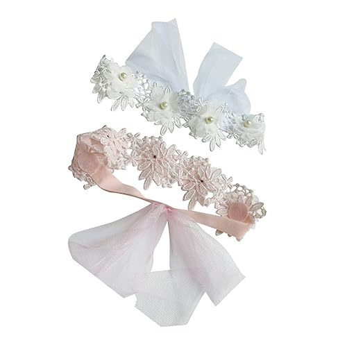 CATIEBYE 2stücke Mädchen Kopftücher Taufgeschenk Für Neugeborene Verstellbares Tauf-stirnbändchen Spitzen-shabby-stirnband Kostümparty-kopfschmuck in Verschiedenen Farben von CATIEBYE