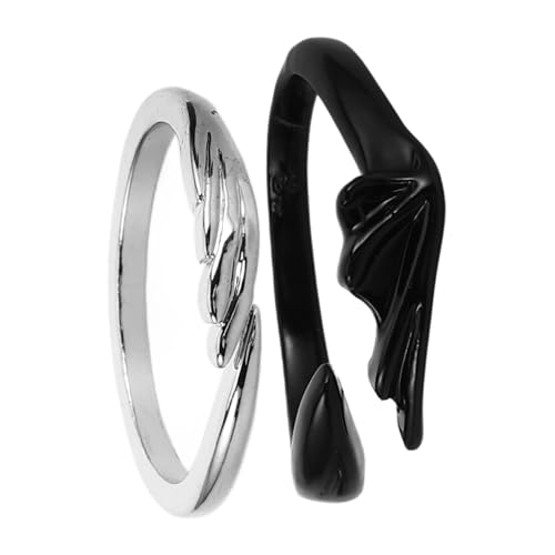 CATIEBYE 2stücke Titel Verstellbare Partner-ringe Engel Und Teufel Design Hochwertige Für Alltag Oder Valentinstag von CATIEBYE