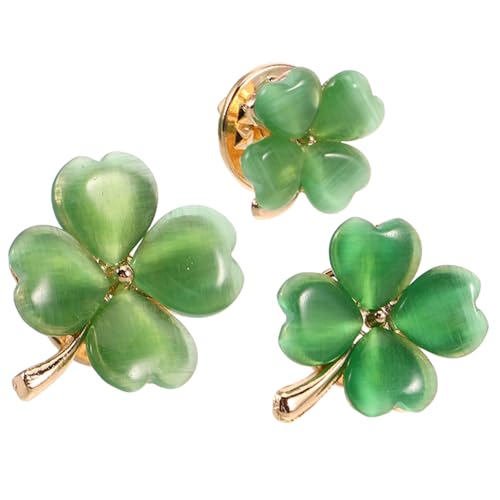 CATIEBYE 3 STÜCKE Teiliges Kleeblatt Broschen Leichter Unsichtbarer Verschluss für DIY Kleidung Vielseitiger Schmuck für Schals Hemden Mäntel und Dekorative Anlässe Grün Groß Mittel Klein von CATIEBYE
