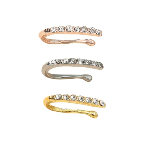 CATIEBYE 3 STÜCKE Teiliges Nasenring Perforation U Förmige Fake Nasenringe mit Funkelnden Strasssteinen in Silber Roségold und Gold Modische Nasenclips für Damen und Herren Komfortabel und von CATIEBYE